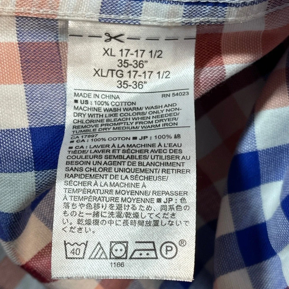Banana Republic Classic‎ Fit Button Down Shirt Plaid Non Iron XL Men's Red Blue